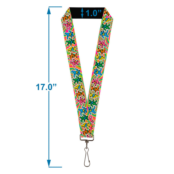 Buckle-Down Lanyard - 1.0" - Grateful Dead Dancing Bears Swirl Multi Color