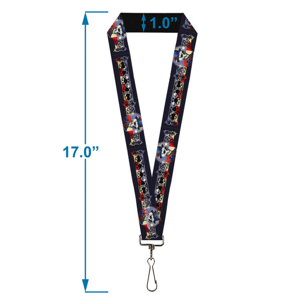 Buckle-Down Lanyard - 1.0" - Grateful Dead Dave's Picks Skeleton Americana Bonus Art