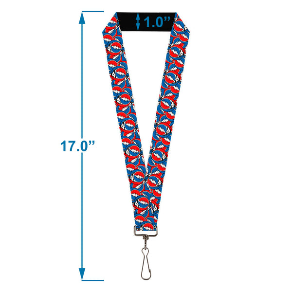 Buckle-Down Lanyard - 1.0" - Grateful Dead Steal Your Face Logo Stacked Red/White/Blue