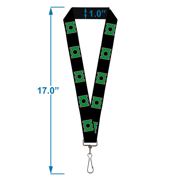 Buckle-Down Lanyard - 1.0" - Green Lantern Logo Black Green
