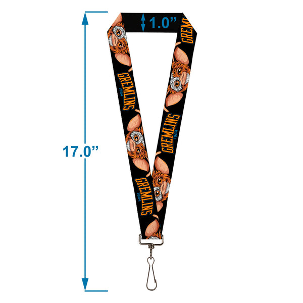 Buckle-Down Lanyard - 1.0" - GREMLINS 1984 Gizmo Face Close-Up Black
