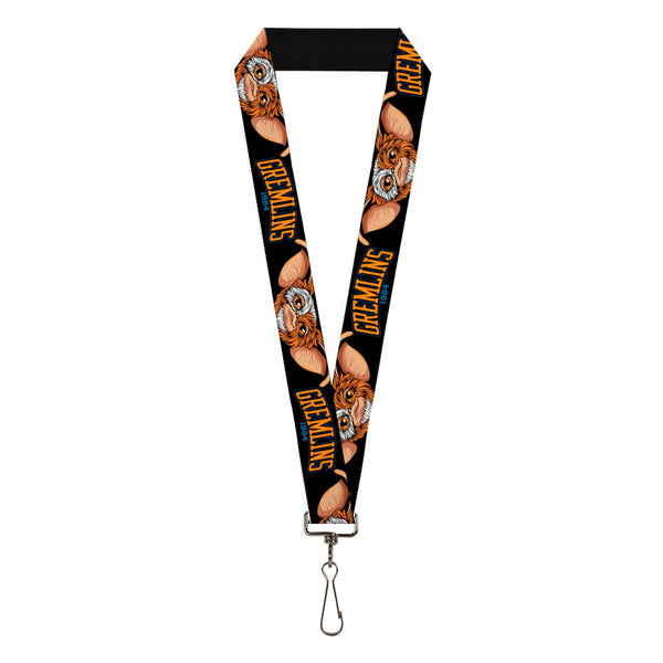 Buckle-Down Lanyard - 1.0" - GREMLINS 1984 Gizmo Face Close-Up Black