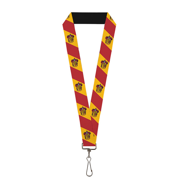 Buckle-Down Lanyard - 1.0" - GRYFFINDOR Crest Diagonal Stripe Gold Red