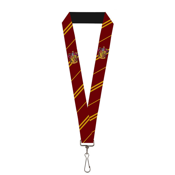 Buckle-Down Lanyard - 1.0" - GRYFFINDOR Crest Stripe Burgundy Gold
