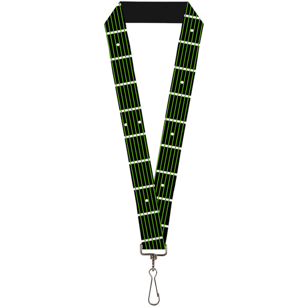 Buckle-Down Lanyard - 1.0" - Guitar Neck Black White Lime Green