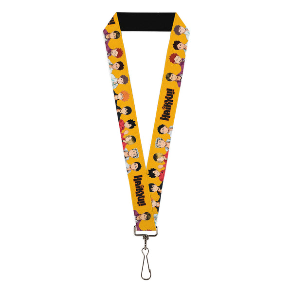 Buckle-Down Lanyard - 1.0" - HAIKYU Player Characters and Title Logo Yellow