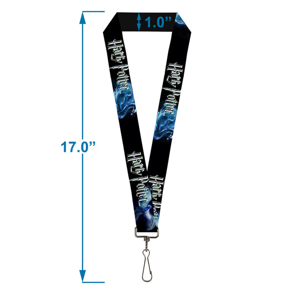 Buckle-Down Lanyard - 1.0" - HARRY POTTER Animal Spirits Black White Blue