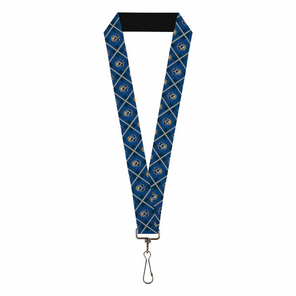 Buckle-Down Lanyard - 1.0" - Harry Potter Ravenclaw Crest Plaid Blues Gray