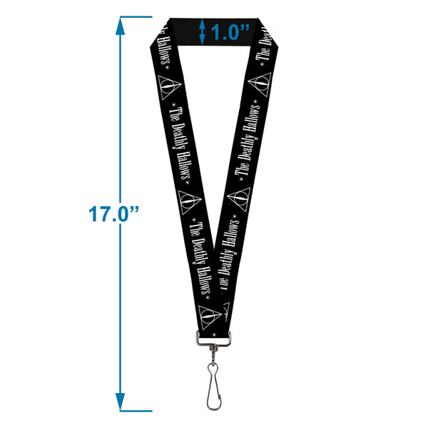 Buckle-Down Lanyard - 1.0" - HARRY POTTER THE DEATHLY HALLOWS Symbol Black White