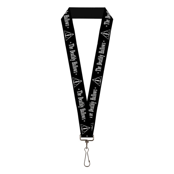 Buckle-Down Lanyard - 1.0" - HARRY POTTER THE DEATHLY HALLOWS Symbol Black White