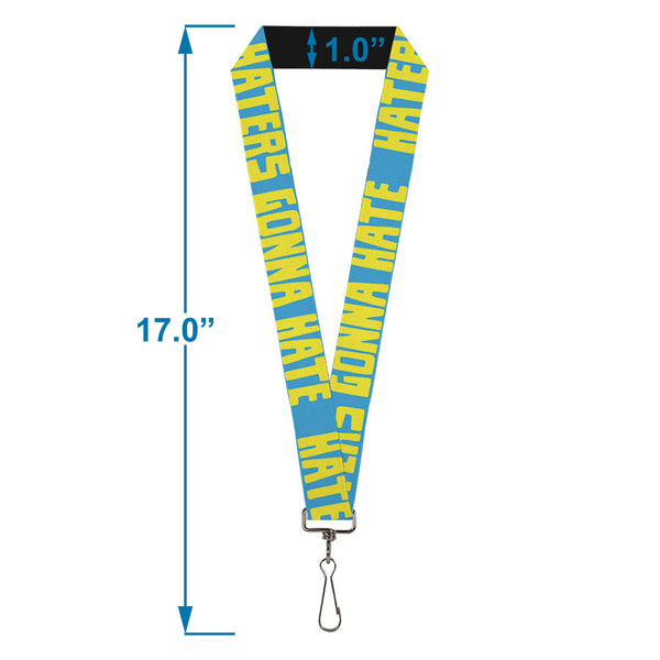 Buckle-Down Lanyard - 1.0" - HATERS GONNA HATE Turquoise Yellow