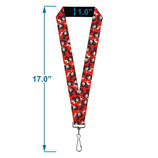 Buckle-Down Lanyard - 1.0" - Hell's Paradise Chibi Aza Toma Sword Poses Scattered Red
