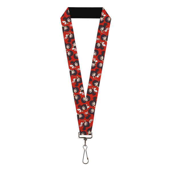 Buckle-Down Lanyard - 1.0" - Hell's Paradise Chibi Aza Toma Sword Poses Scattered Red