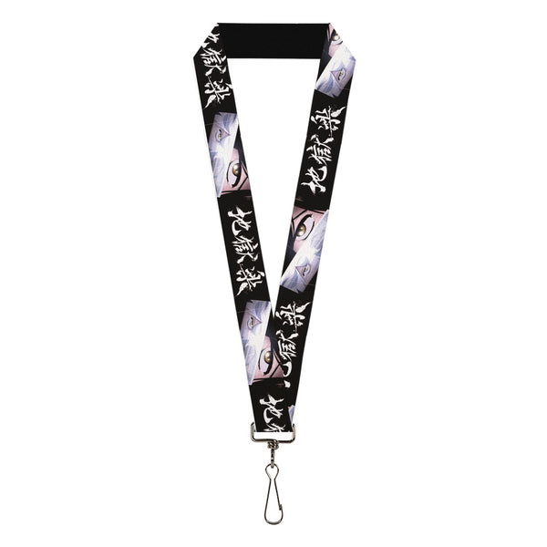 Buckle-Down Lanyard - 1.0" - Hell's Paradise Gabimaru and Sagiri Eyes and Title Logo Black/White