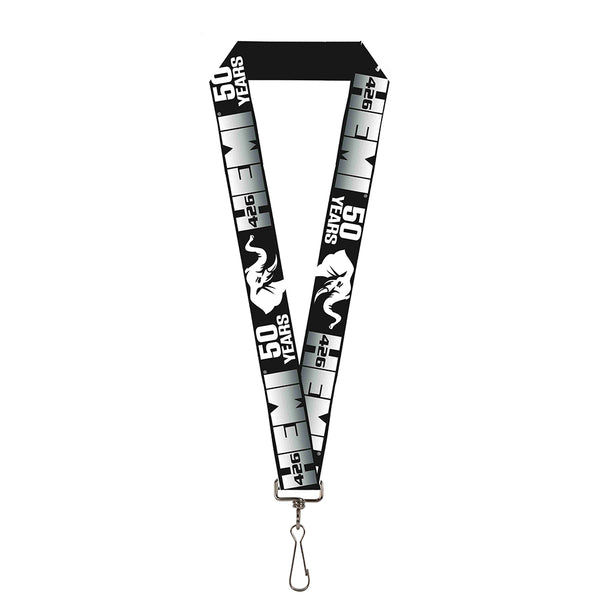 Buckle-Down Lanyard - 1.0" - HEMI 426 Elephant Logo 50 YEARS Black White Silver-Fade