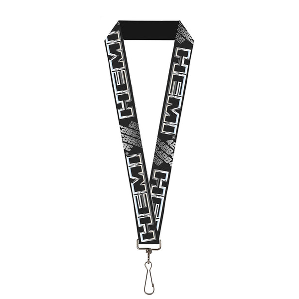 Buckle-Down Lanyard - 1.0" - HEMI Bold Outline 392 426 Black Silver-Fade