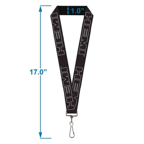 Buckle-Down Lanyard - 1.0" - HEMI Bold Outline Black White