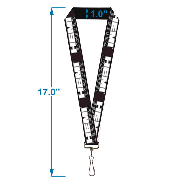 Buckle-Down Lanyard - 1.0" - HEMI POWERED Logo Black Gray White