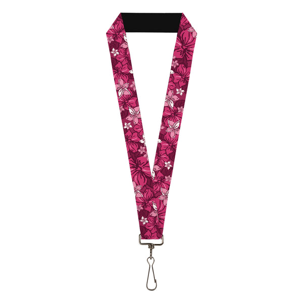 Buckle-Down Lanyard - 1.0" - Hibiscus Collage Pink Shades