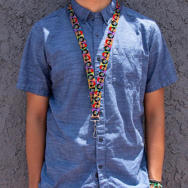 Buckle-Down Lanyard - 1.0" - Homies In Dreamland Cheech And Chong Pose Flip Tie Dye Multi Color