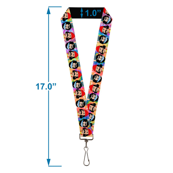 Buckle-Down Lanyard - 1.0" - Homies In Dreamland Cheech And Chong Pose Flip Tie Dye Multi Color