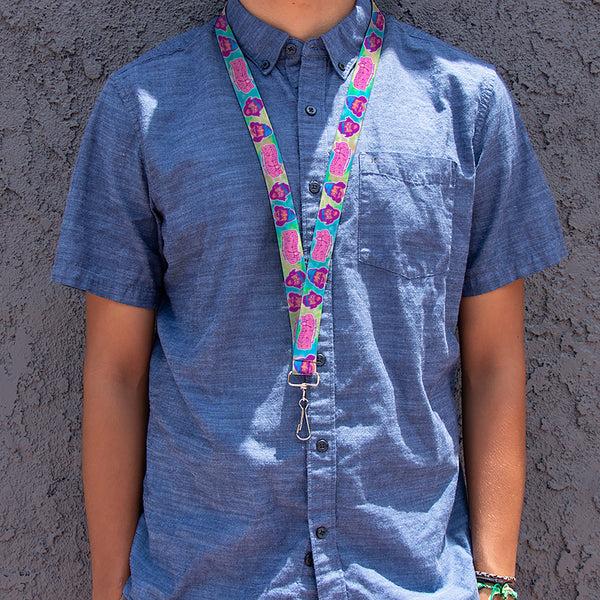 Buckle-Down Lanyard - 1.0" - HOMIES IN DREAMLAND Title Logo Cheech And Chong Faces Tie Dye Blues