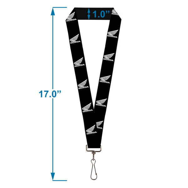 Buckle-Down Lanyard - 1.0" - HONDA Motorcycle Logo Black White