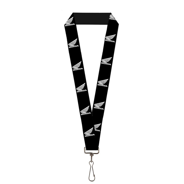 Buckle-Down Lanyard - 1.0" - HONDA Motorcycle Logo Black White