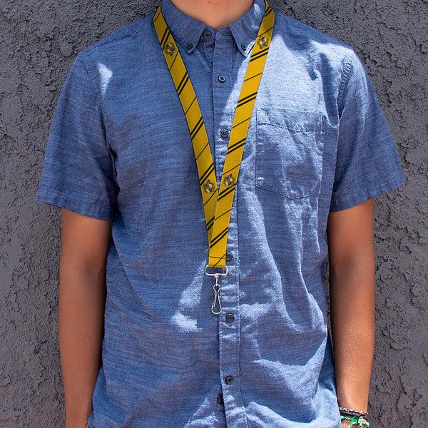 Buckle-Down Lanyard - 1.0" - HUFFLEPUFF Crest Stripe Yellow Black