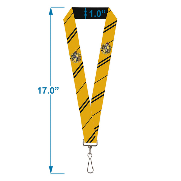 Buckle-Down Lanyard - 1.0" - HUFFLEPUFF Crest Stripe Yellow Black