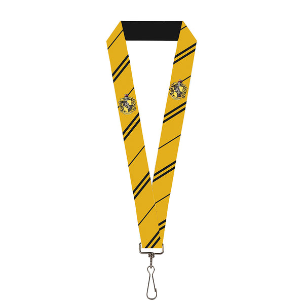 Buckle-Down Lanyard - 1.0" - HUFFLEPUFF Crest Stripe Yellow Black