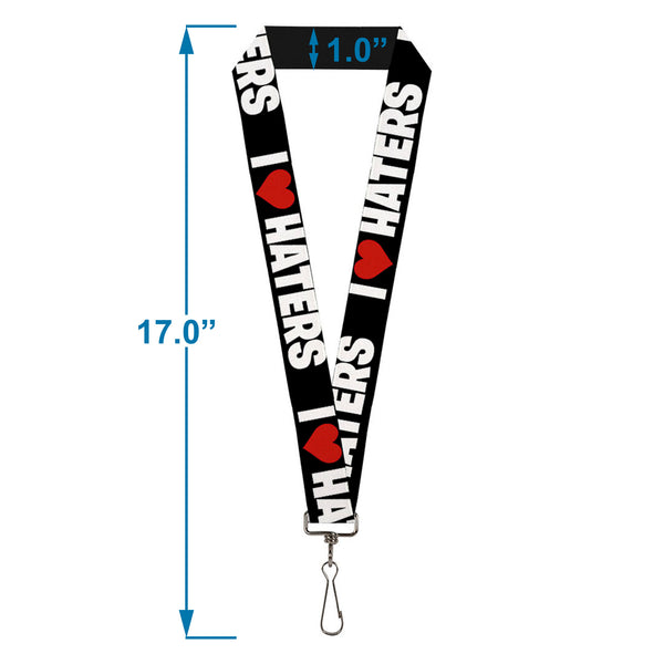 Buckle-Down Lanyard - 1.0" - I "HEART" HATERS Black White Red