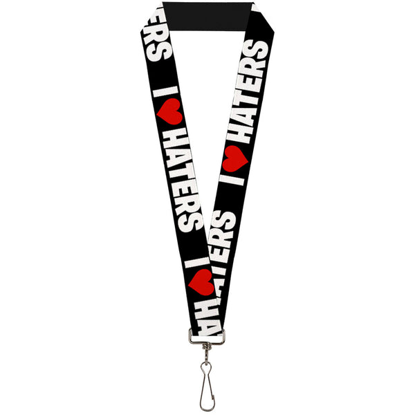 Buckle-Down Lanyard - 1.0" - I "HEART" HATERS Black White Red