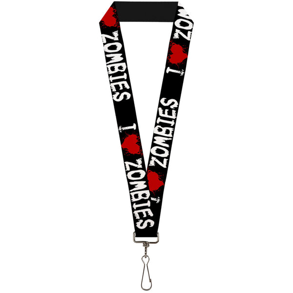 Buckle-Down Lanyard - 1.0" - I "Heart" ZOMBIES Bloody Splatter Black White Red