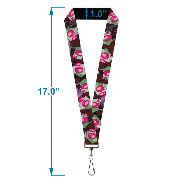 Buckle-Down Lanyard - 1.0" - Invader Zim Close-Up Poses Reds
