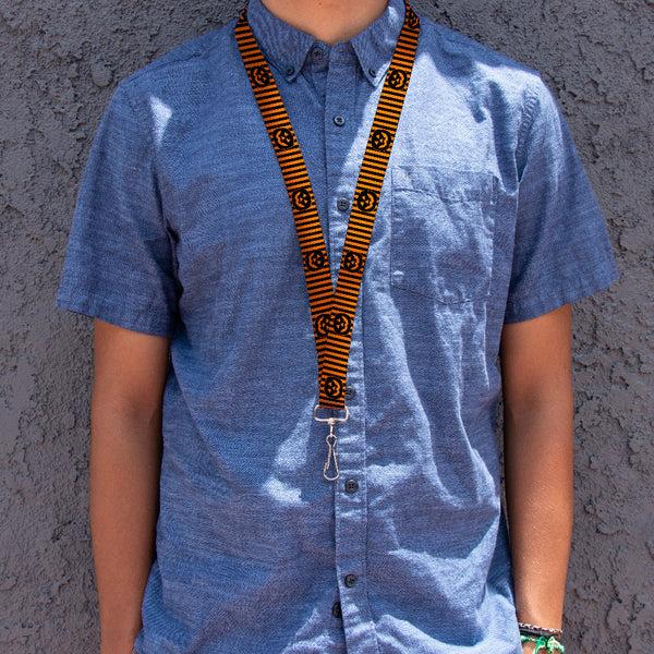 Buckle-Down Lanyard - 1.0" - Jack-o'-Lantern Pumpkin Stripe Orange Black