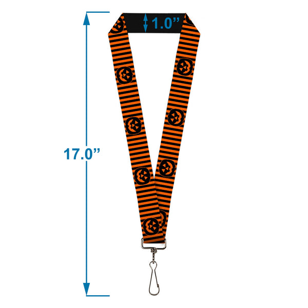 Buckle-Down Lanyard - 1.0" - Jack-o'-Lantern Pumpkin Stripe Orange Black