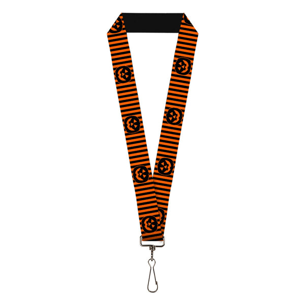 Buckle-Down Lanyard - 1.0" - Jack-o'-Lantern Pumpkin Stripe Orange Black
