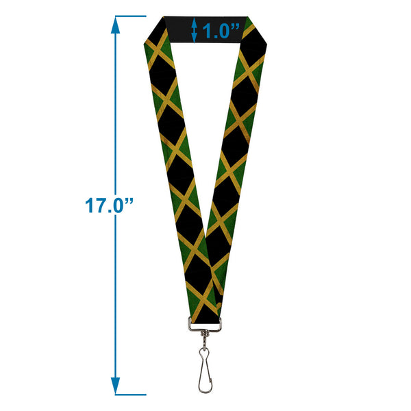 Buckle-Down Lanyard - 1.0" - Jamaica Flags Vintage Black