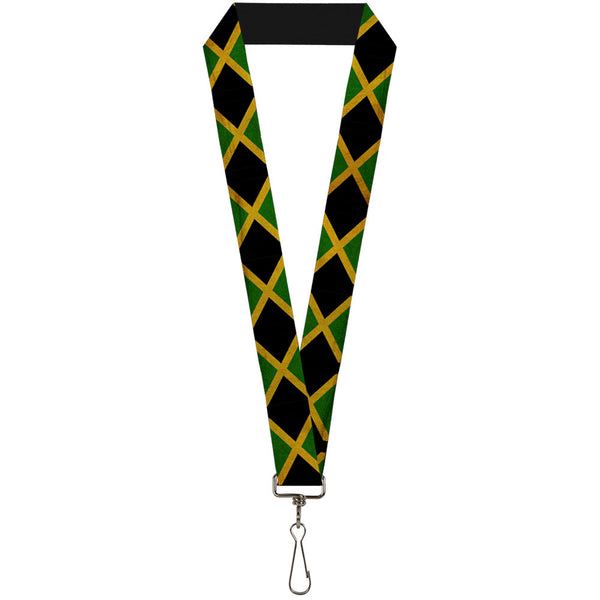 Buckle-Down Lanyard - 1.0" - Jamaica Flags Vintage Black