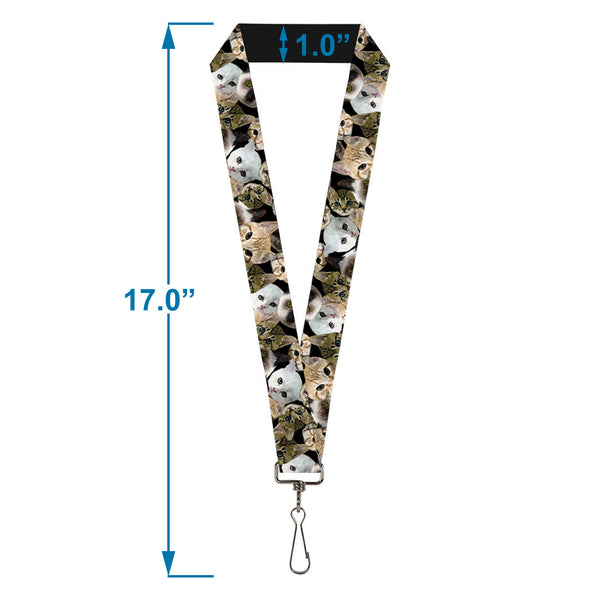 Buckle-Down Lanyard - 1.0" - Kitten Faces Scattered Black