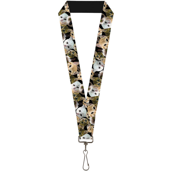Buckle-Down Lanyard - 1.0" - Kitten Faces Scattered Black