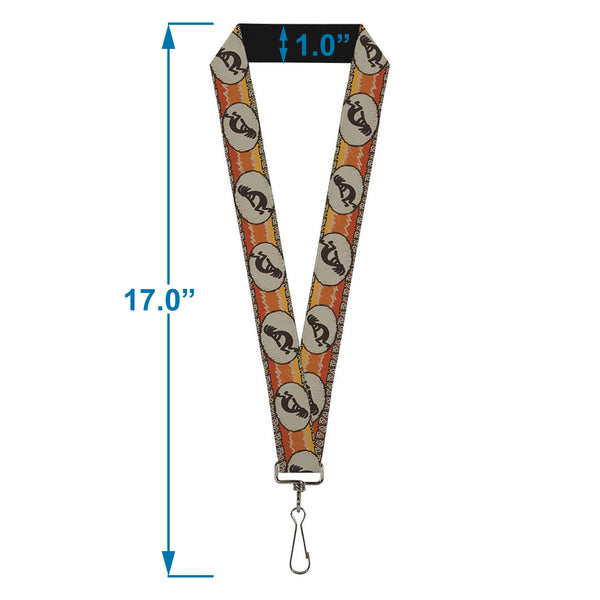 Buckle-Down Lanyard - 1.0" - Kokopelli Icon Western Tan Brown Reds