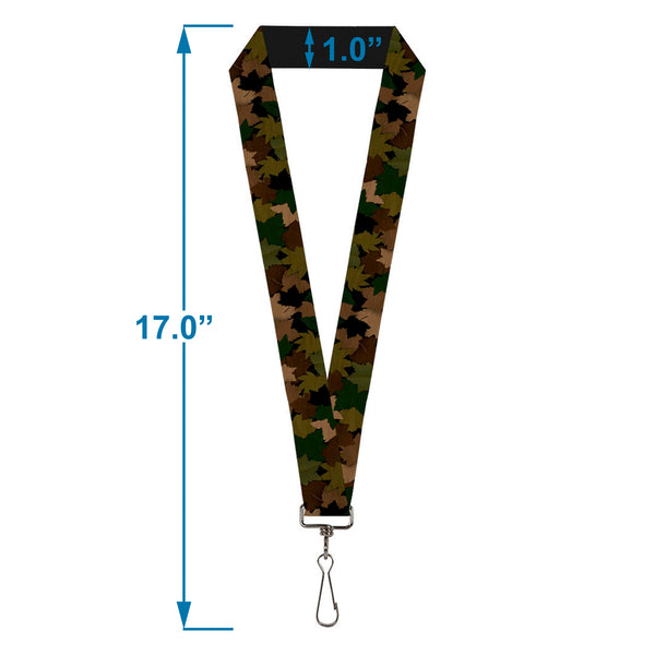 Buckle-Down Lanyard - 1.0" - Leaf Camo Browns Greens Black