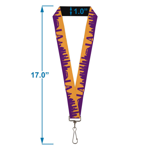 Buckle-Down Lanyard - 1.0" - Los Angeles Solid Skyline Gold Purple