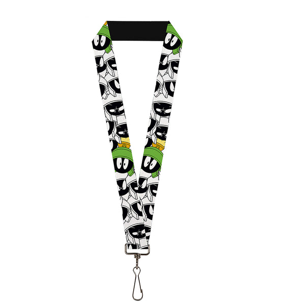 Buckle-Down Lanyard - 1.0" - Marvin the Martian Expressions Stacked White Black Green Gold