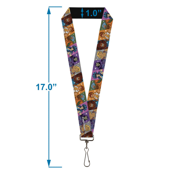 Buckle-Down Lanyard - 1.0" - Masters Of The Universe Character Block Stripe Poses Multi Color