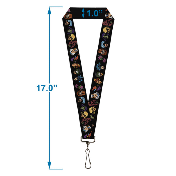 Buckle-Down Lanyard - 1.0" - Masters Of The Universe Heroes And Villains Faces Black