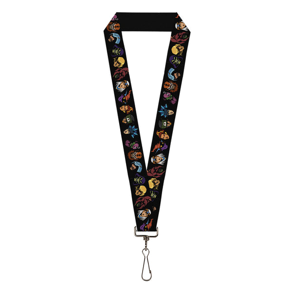 Buckle-Down Lanyard - 1.0" - Masters of the Universe Heroes and Villains Faces Black