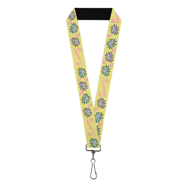 Buckle-Down Lanyard - 1.0" - MEAN GIRLS Title Logo SO FETCH Quote Collage Yellow/Pink/Blue